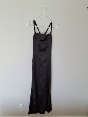Prom Dress - Simple Black Satin Slip Dress